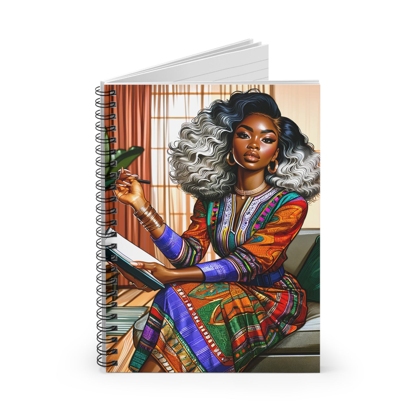 Ankara Beauty-Ombre Curly Spiral Notebook - Ruled Line