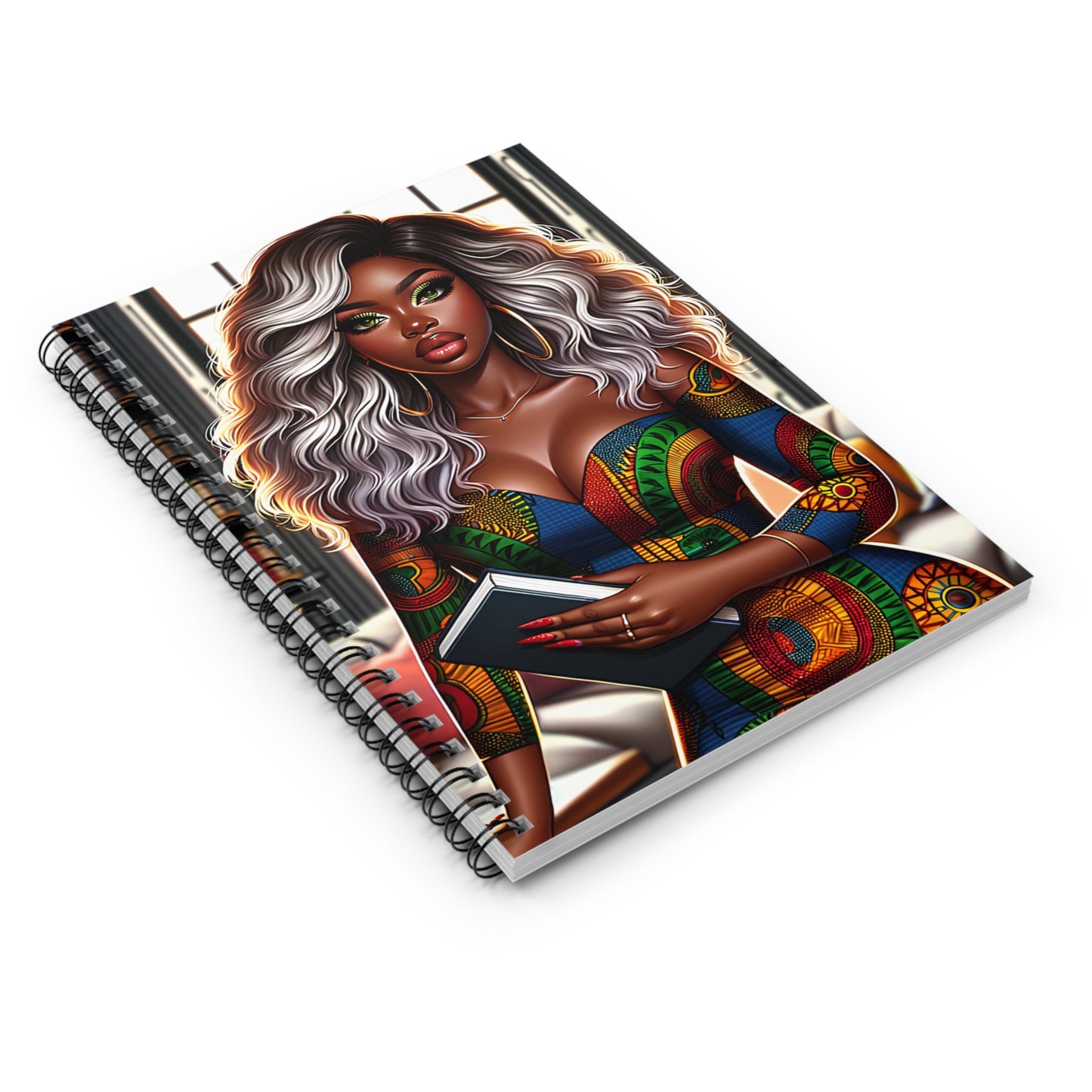 Ankara Beauty Ombre Wavy Style Spiral Notebook - Ruled Line