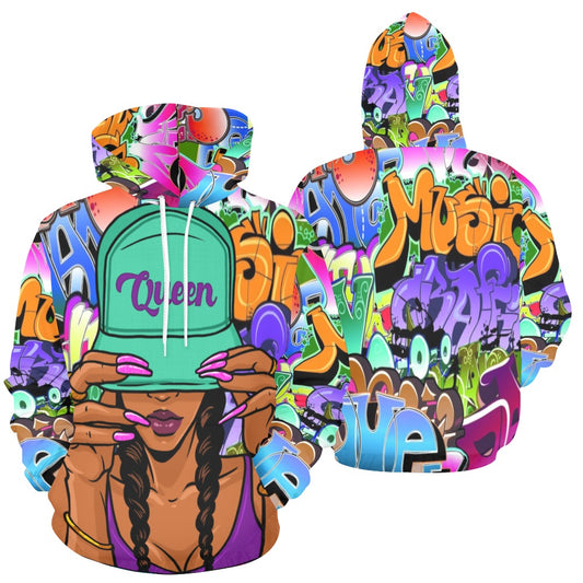 QUEEN GRAFFTI HOODIE All Over Print Hoodie for Women (USA Size) (Model H13)