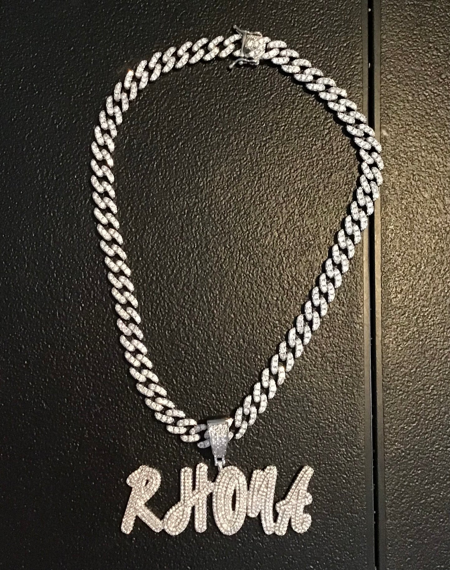 Custom 9mm Cuban Link Chain Necklace with Name 5 Letters 18K Gold Plated CZ 2 Layer Bling Jewelry