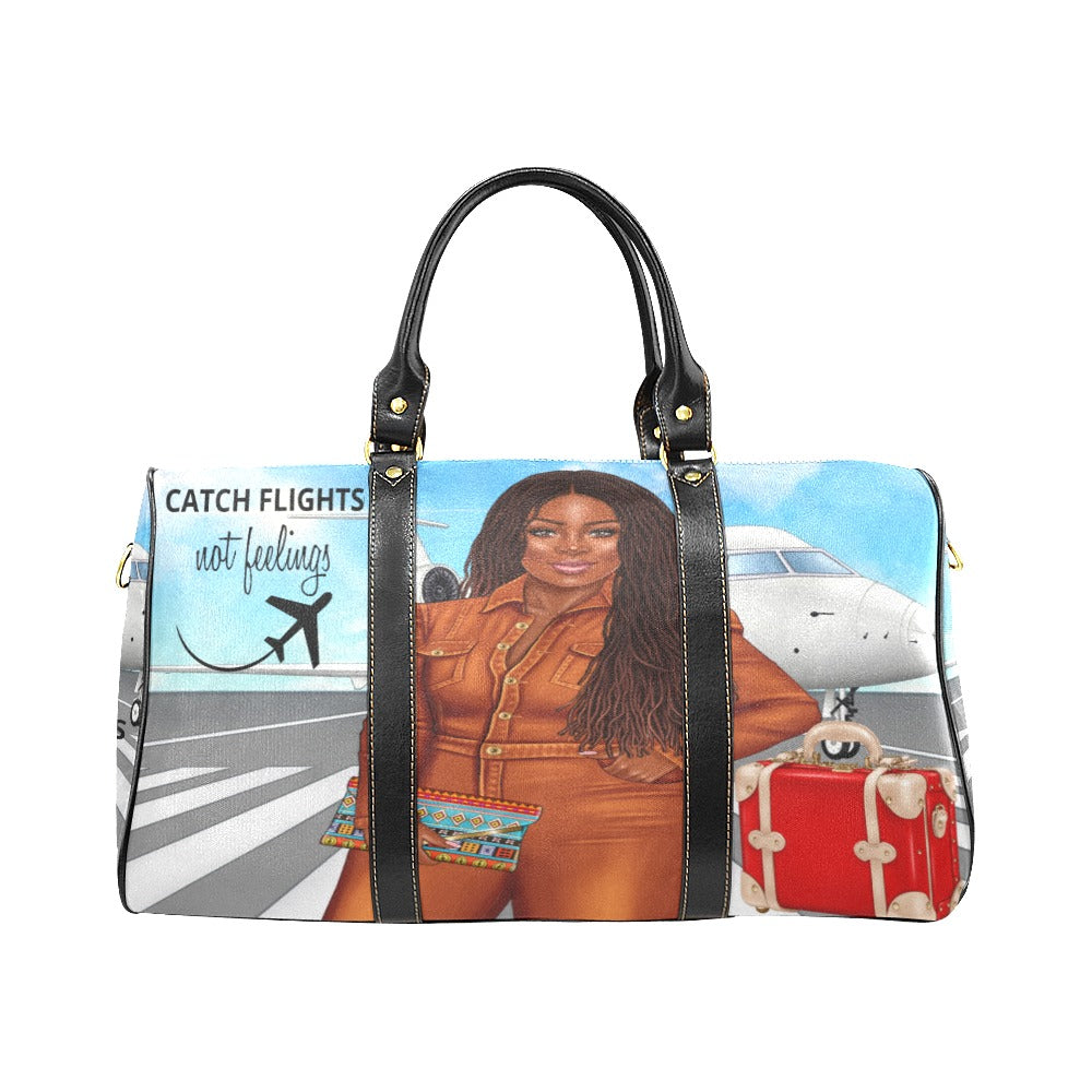 CATCH FLIGHTS NOT FEELINGS TRAVEL LRG New Waterproof Travel Bag/Large (Model 1639)