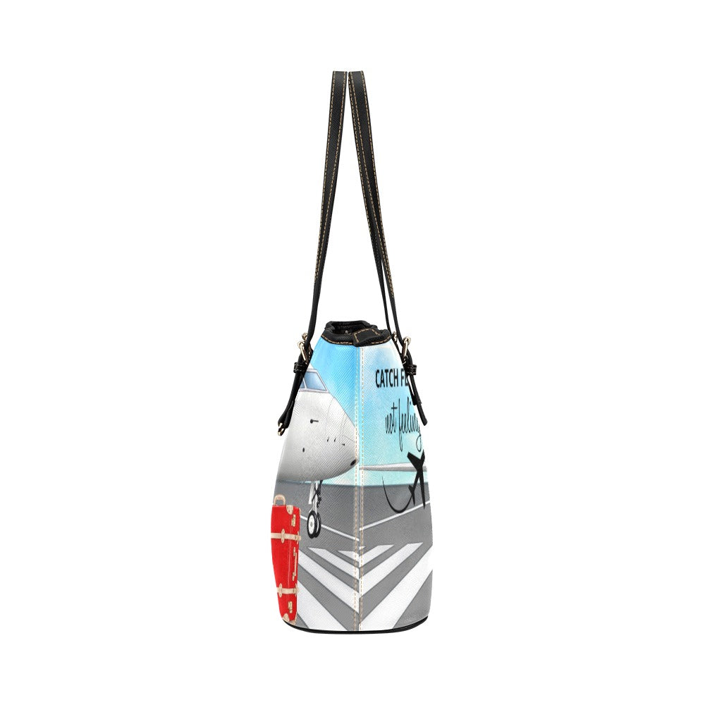 Catch flights not feelings Tote Purse Leather Tote Bag/Large (Model 1651)