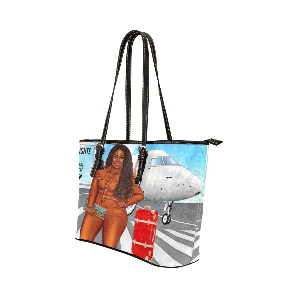 Catch flights not feelings Tote Purse Leather Tote Bag/Large (Model 1651)