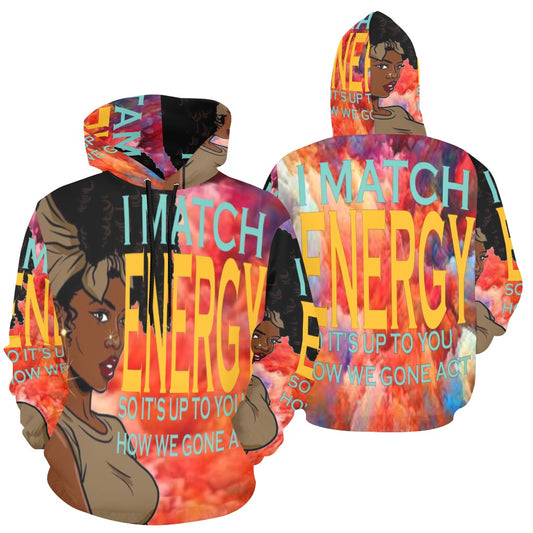MATCH ENERGY All Over Print Hoodie for Women (USA Size) (Model H13)