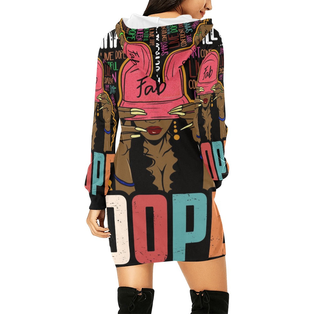 UNAPOLOGETICALLY DOPE MINI DRESS All Over Print Hoodie Mini Dress (Model H27)