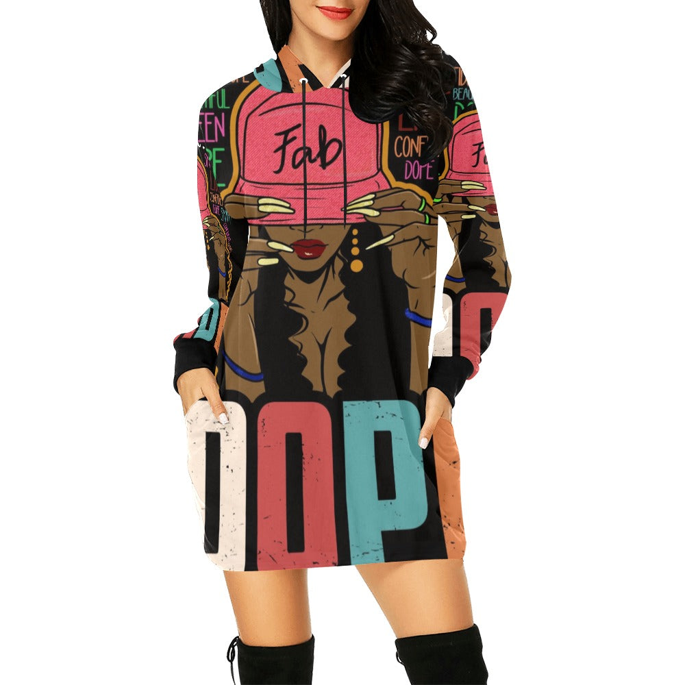 UNAPOLOGETICALLY DOPE MINI DRESS All Over Print Hoodie Mini Dress (Model H27)