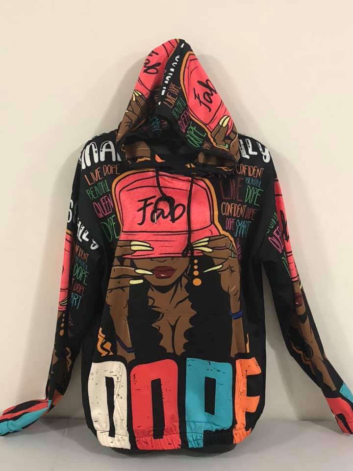 UNAPOLOGETICALLY DOPE BLK All Over Print Hoodie for Women (USA Size) (Model H13)